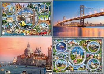 Zestaw Puzzle 4 x 1000 el San Francisco Włochy Zamki
