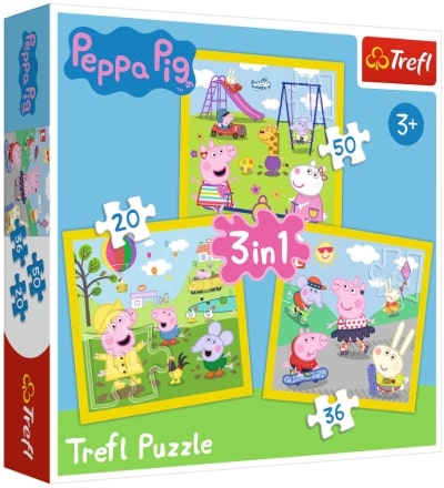 TREFL Puzzle 3w1 Świnka Peppa Wesoły dzień Peppy