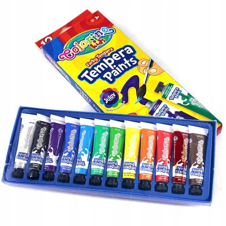 Colorino Farby tempera w tubach 12ml 12 kolorów 68420 Kids