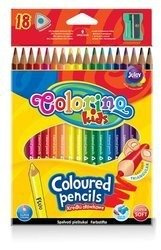 Kredki ołówkowe trójkątne 18 kolorów + temperówka Colorino Kids