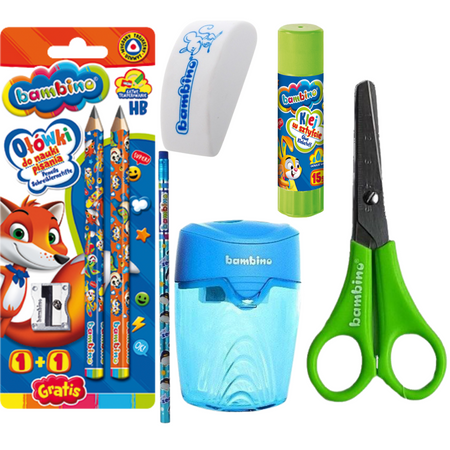 Wyprawka Bambino Szkolna Duży Zestaw do szkoły + OKŁADKI NA PODRĘCZNIKI