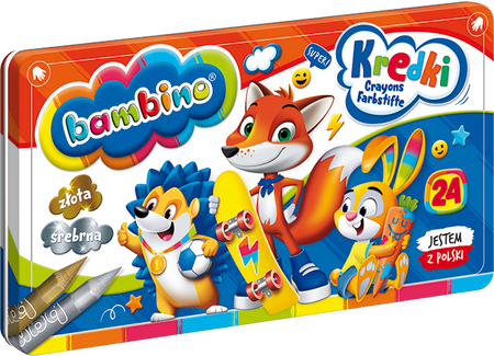 Kredki Bambino 24 Kolory Metalowe Pudełko