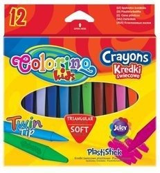 Colorino Kredki świecowe trójkątne plastikowe 12 kolorów 32667