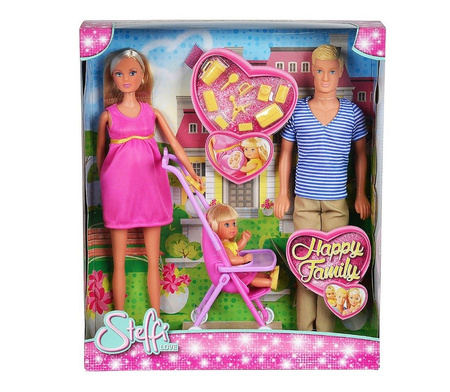 Lalka Steffi z Rodziną z Wózkiem i Akcesoriami