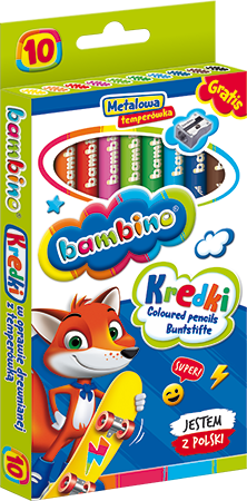 Bambino Kredki Drewniane 10 Kolorów z Temperówką