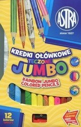 Kredki Ołówkowe Tęczowe Jumbo 12 Kolorów + Temp.