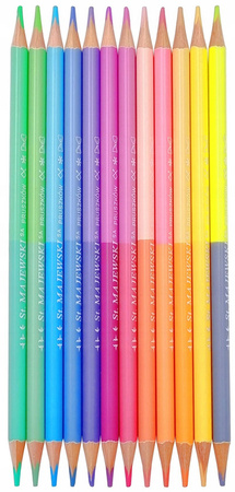 Kredki dwustronne 12 sztuk 24 kol 18cm pastelowe