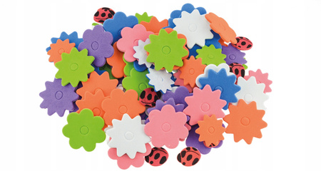 Brewis Naklejki z pianki kwiatki biedronki 88 szt