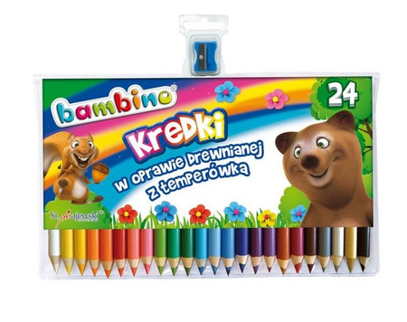 Kredki Bambino 24 Kolorów w Drewnie + Temp