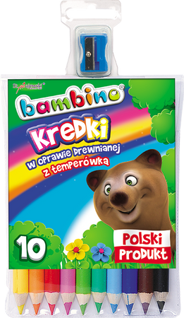 Bambino Kredki Drewniane 10 Kolorów z Temperówką