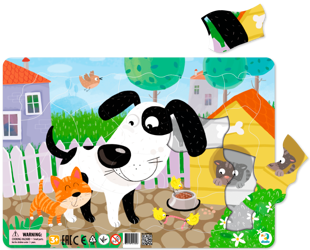 DODO Puzzle Ramkowe Szczeniak Pies Koty 21 el. dla Dzieci 3+