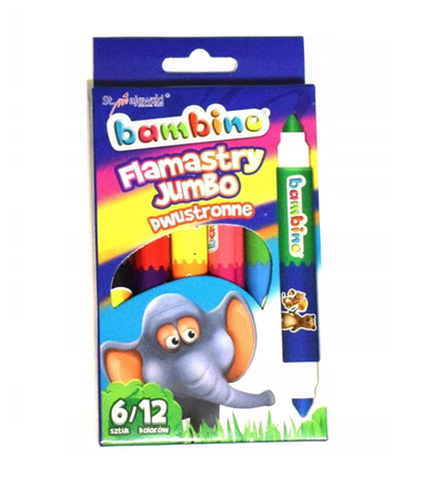Flamastry 12 Kolorów 6 Sztuk Dwustronne Jumbo