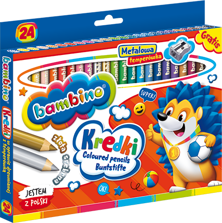 Kredki Bambino 24 Kolorów w Drewnie + Temp