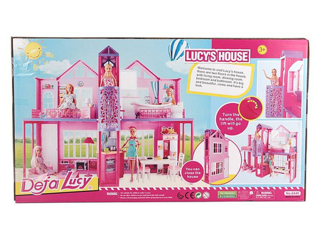 Duży Domek dla lalek z akcesoriami + Lalka + Winda