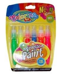 COLORINO Farby w tubach z pędzelkiem 6 kol neon blister 34166