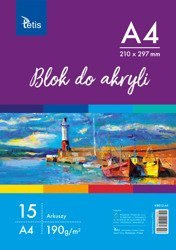Blok do akryli A4 190g/m2 15 arkuszy Tetis