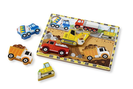 Melissa and Doug Drewniane Puzzle Pojazdy Budowlane Klocki