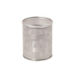 Przybornik Metalowy Duży Okrągły Srebrny TETIS