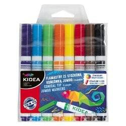 Kidea Flamastry 8 kolorów Jumbo stożkowa końcówka