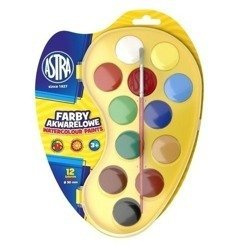 Farby Akwarelowe paletka fi30mm 12 kolorów ASTRA