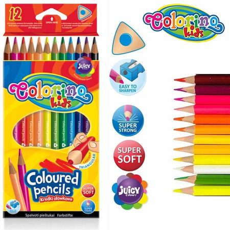 Colorino Kredki ołówkowe trójkątne 12 kolorów 51798