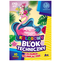 ASTRA Blok A4 kolorowy barwiony w masie 170g 10 ark