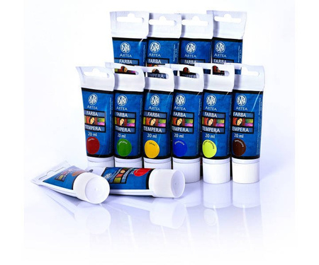 Farby Tempera 12kol 20ml Tubki ASTRA