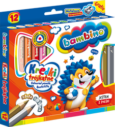 Kredki Bambino Trójkątne 12 Kol. w Drewnie + Temp