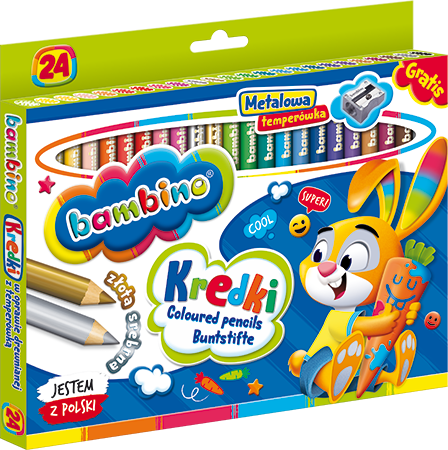 Kredki Bambino 24 Kolorów w Drewnie + Temp