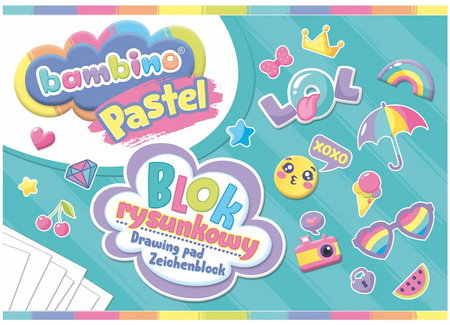 Bambino Blok rysunkowy A4 20k biały Pastelowa okł