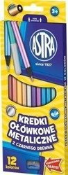 Astra Kredki Ołówkowe Metaliczne z Czarnego Drewna 12 kolorów