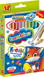Kredki Bambino 12 Kolorów w Drewnie + Temperówka