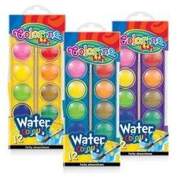 Farby akwarelowe 12 kolorów duża pastylka Colorino Kids