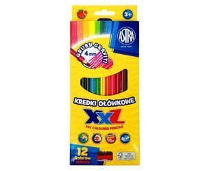 Astra Kredki ołówkowe hexagonalne 12 kolorów Gruby Grafit XXL