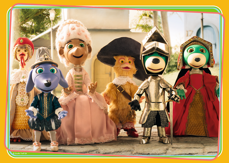 Trefl Duopak Puzzle 4w1 + Chińczyk Trefliki Rodzina Treflików