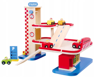 Tooky Toy Drewniany Garaż Warsztat z Autami
