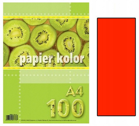 Papier ksero kolorowy A4 80 g/m2 czerwony 100 ark