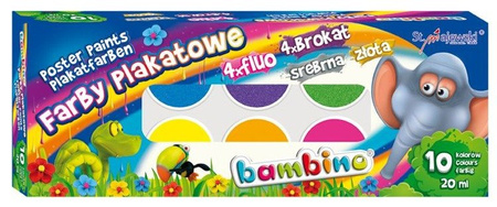 Bambino Farby Plakatowe Extra 10 Kolorów 20ml