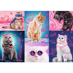 Puzzle 1000 Neon Color Line Super Koty TREFL