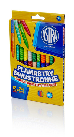 Astra Flamastry Dwustronne 12 sztuk 24 Kolory