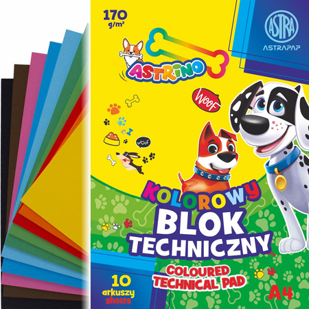 ASTRA Blok A4 kolorowy barwiony w masie 170g 10 ark