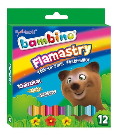 Flamastry Brokatowe 12 Kolorów Bambino