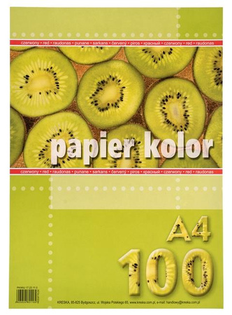 Papier ksero kolorowy A4 80 g/m2 czerwony 100 ark