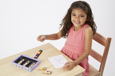 Melissa Doug Drewniane Stempelki Pieczątki 6 Kol.