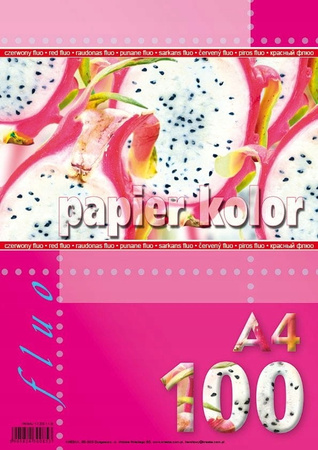 Papier ksero kolorowy A4 80 g/m2 czerwony fluo 100 arkuszy