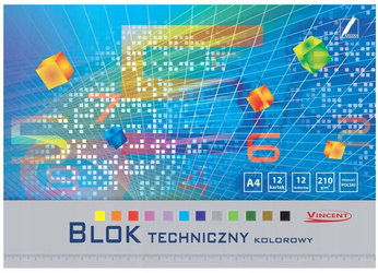 Kreska Blok techniczny kolor A4 12 k. 210g