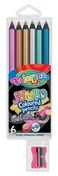 Kredki 6kol JUMBO metalic w etui COLORINO 34661