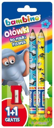 Ołówki do Nauki Pisania Bambino 1+1 + Temperówka