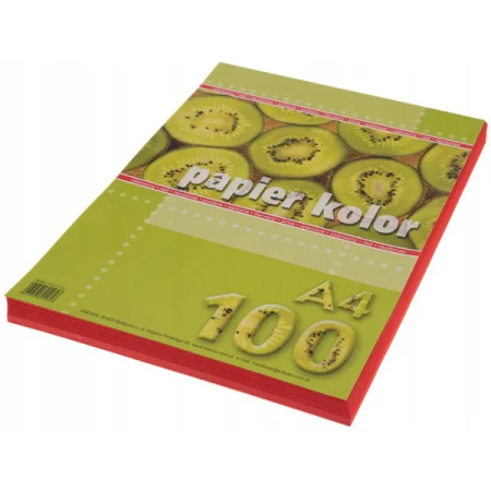 Papier ksero kolorowy A4 80 g/m2 czerwony 100 ark