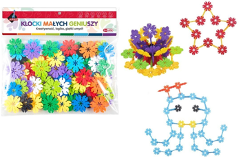Klocki Konstrukcyjne Mały Geniusz Kwiatki 80 el